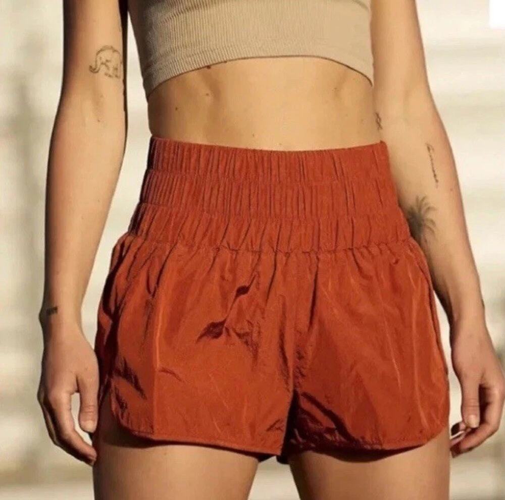 Free People Movement The Way Home Rust Burnt Orange Athletic Shorts Size L